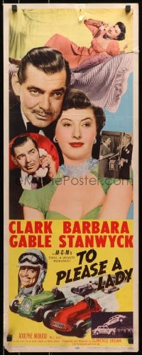3p269 TO PLEASE A LADY insert 1950 race car driver Clark Gable & sexy Barbara Stanwyck!