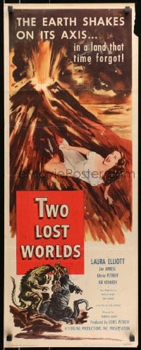 3p277 TWO LOST WORLDS insert 1950 prehistoric time's most awesome spectacle, dinosaur art!
