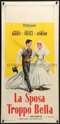 3p322 BRIDE IS MUCH TOO BEAUTIFUL Italian locandina 1958 art of Brigitte Bardot in wedding dress!
