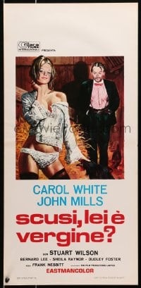 3p347 DULCIMA Italian locandina 1972 art of John Mills & sexy naked Carol White with only a towel!