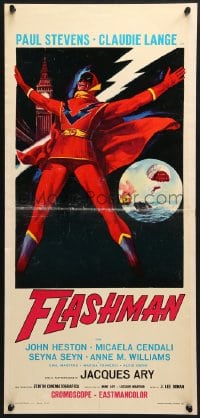 3p360 FLASHMAN Italian locandina 1967 Claude Lange, art of wacky Italian superhero!