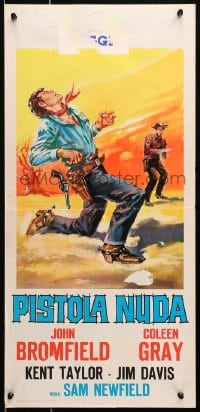 3p366 FRONTIER GAMBLER Italian locandina R1960s western art of man on losing end of gunfight!