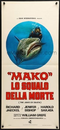 3p396 JAWS OF DEATH Italian locandina 1976 great artwork image of giant shark underwater!