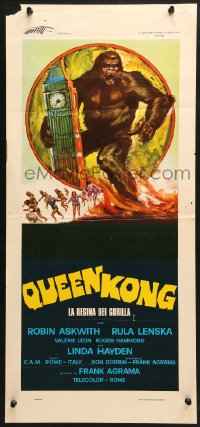 3p446 QUEEN KONG Italian locandina 1977 fantastic art of giant ape terrorizing Big Ben in London!