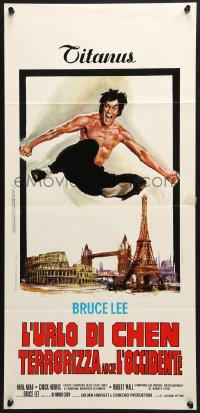 3p450 RETURN OF THE DRAGON Italian locandina 1973 Bruce Lee classic, great artwork of Lee!
