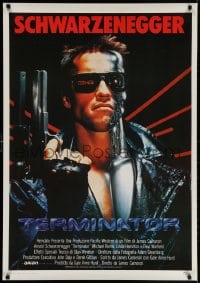 3r220 TERMINATOR 28x40 Italian commercial poster 1984 cyborg Arnold Schwarzenegger with gun!