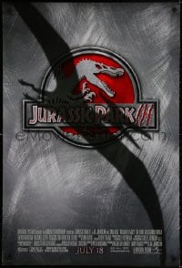 3r787 JURASSIC PARK 3 advance DS 1sh 2001 cool red logo with Spinosaurus under Pterodactyl shadow!