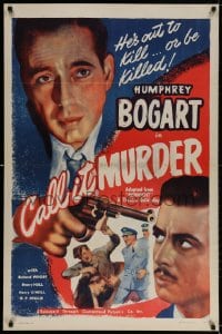 3r827 MIDNIGHT 1sh R1947 huge close up of Humphrey Bogart with gun, Call It Murder!