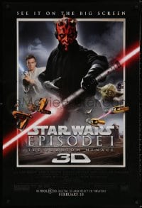 3r857 PHANTOM MENACE advance DS 1sh R2012 Star Wars Episode I in 3-D, different image of Darth Maul!