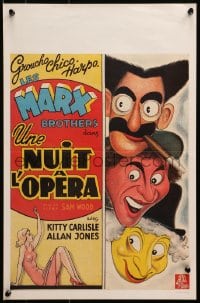 3r127 NIGHT AT THE OPERA 14x21 Belgian REPRO poster 1990s Groucho, Chico , Harpo Marx, Carlisle!