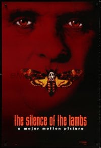 3r905 SILENCE OF THE LAMBS style B teaser DS 1sh 1991 image of Anthony Hopkins with moth over mouth!