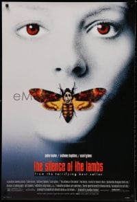 3r906 SILENCE OF THE LAMBS style D 1sh 1991 creepy image of Jodie Foster with moth over mouth!