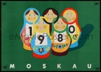 3r464 1980 SUMMER OLYMPICS 23x32 East German special poster 1980 artwork of nesting dolls!