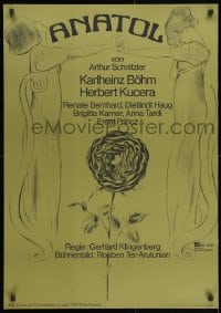 3r333 ANATOL 23x33 German stage poster 1980s cool art of women holding hands over flower!