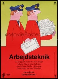 3r091 ARBEJDSTEKNIK 25x34 Danish advertising poster 1980s art of postal workers by Finn Andersen!
