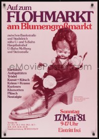 3r475 AUF ZUM FLOHMARKT 24x33 German special poster 1981 Paul-Helmut Zrocke image of a figurine!