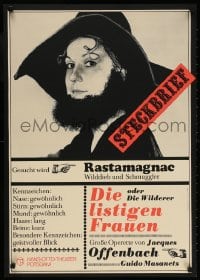 3r369 DIE LISTIGEN FRAUEN 23x32 East German stage poster 1980s art of a bearded woman by Lemke!