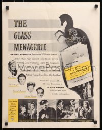 3r517 GLASS MENAGERIE 17x21 special poster 1950 Jane Wyman thinks she loves Kirk Douglas, Williams!