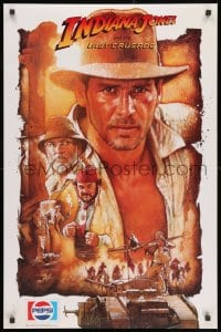 3r526 INDIANA JONES & THE LAST CRUSADE 23x35 special poster 1989 Ford, Connery and cast by Drew!