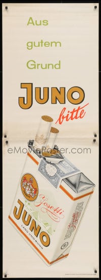 3r108 JUNO two cigarette style 24x66 German advertising poster 1950s Walter Muller smoking art!