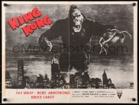 3r536 KING KONG 19x25 special poster R1952 best image of ape w/Fay Wray over New York skyline!