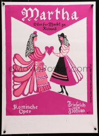 3r408 MARTHA ODER DER MARKT ZU RICHMOND 12x24 German stage poster 1996 cool pink silkscreen art!