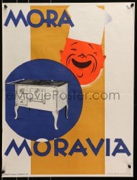 3r111 MORA MORAVIA 18x24 Czech advertising poster 1930s great KG art of chef smiling over oven!