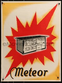 3r112 MORA MORAVIA 18x24 Czech advertising poster 1930s great KG art of red Meteor old stove!