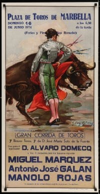 3r554 PLAZA DE TOROS DE MARBELLA 21x42 Spanish special poster 1973 Jose Cros Estrems art!