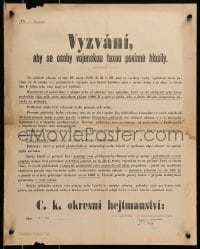 3r592 VYZVANI 16x21 Czech special poster 1913 military tax based on a law passed in 1907!
