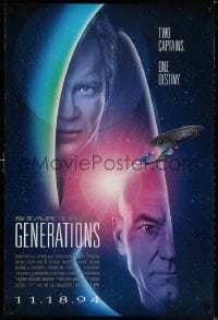 3r930 STAR TREK: GENERATIONS int'l advance DS 1sh 1994 Stewart and Shatner - two captains!