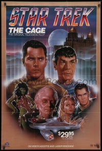 3r153 STAR TREK: THE CAGE 27x40 video poster 1986 art of Jeffrey Hunter & Leonard Nimoy by Charles de Mar!