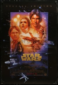 3r933 STAR WARS style B advance 1sh R1997 George Lucas, cool art by Drew Struzan!