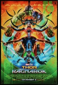 3r951 THOR RAGNAROK advance DS 1sh 2017 montage of Chris Hemsworth in the title role with top cast!