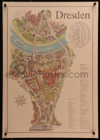 3r015 DRESDEN 2-sided 16x23 East German travel poster 1981 cool map of tourist attractions!