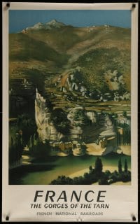 3r029 FRENCH NATIONAL RAILROADS 25x39 French travel poster 1952 Gorges of the Tarn!