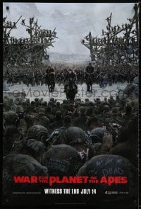 3r982 WAR FOR THE PLANET OF THE APES style C teaser DS 1sh 2017 Caesar and two large armies!