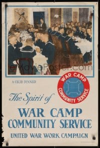 3r043 UNITED WAR WORK CAMPAIGN 20x30 WWI war poster 1918 the spirit of war camp community service!