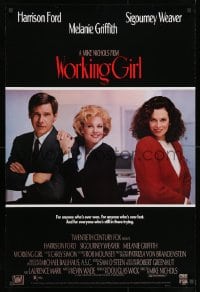 3r162 WORKING GIRL 26x38 video poster 1988 Harrison Ford, Melanie Griffith & Sigourney Weaver!