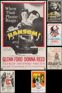 3s173 LOT OF 6 FOLDED ONE-SHEETS FROM GLENN FORD MOVIES 1950s-1970s Ransom, Trial & more!
