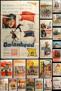 3s129 LOT OF 53 FOLDED ONE-SHEETS 1950s-1960s great images from a variety of different movies!