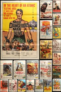 3s131 LOT OF 51 FOLDED ONE-SHEETS 1950s-1960s great images from a variety of different movies!