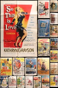 3s144 LOT OF 40 FOLDED ONE-SHEETS 1950s great images from a variety of different movies!