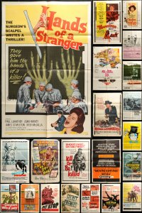 3s122 LOT OF 60 FOLDED ONE-SHEETS 1960s-1970s great images from a variety of different movies!