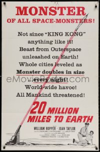 3t001 20 MILLION MILES TO EARTH style B 1sh 1957 monster of all space-monsters, not since King Kong!