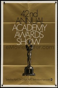 3t004 42ND ANNUAL ACADEMY AWARDS foil 1sh 1970 wonderful image of the Oscar statue!