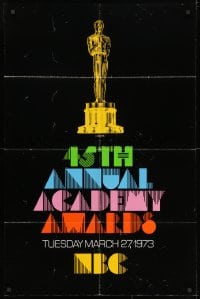 3t005 45TH ANNUAL ACADEMY AWARDS 1sh 1973 NBC, great artwork of the Oscar statuette!
