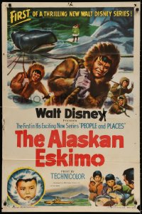 3t022 ALASKAN ESKIMO 1sh 1953 Walt Disney, art of arctic natives, People & Places series!