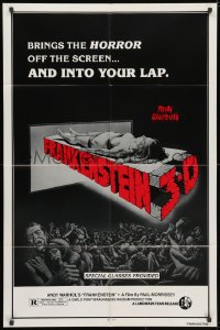 3t040 ANDY WARHOL'S FRANKENSTEIN 1sh R1980s cool 3D art of near-naked girl coming off screen!