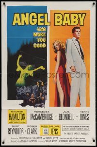 3t041 ANGEL BABY 1sh 1961 full-length George Hamilton standing with sexiest Salome Jens!